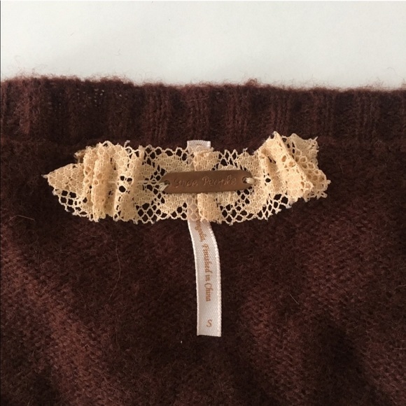 Free People Cropped Embellished Cardigan Wool S - Picture 4 of 8